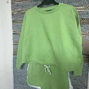 J. Crew Green Sweatshirt and Shorts Set